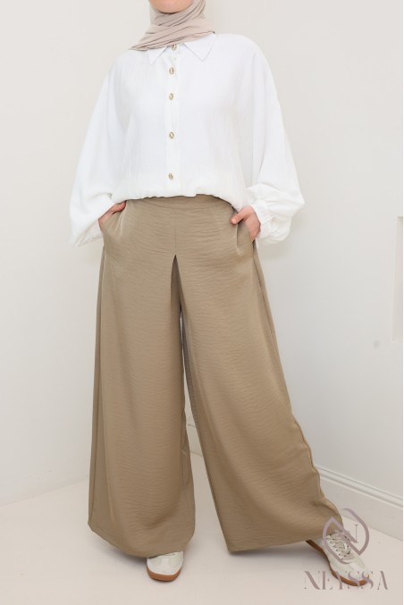 Palazzo Stoff mit glänzendem Leinen-Effekt, lockerer