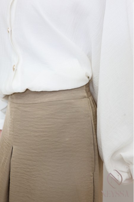 Palazzo shiny linen-effect fabric, loose elastic cut, ultra-elegant