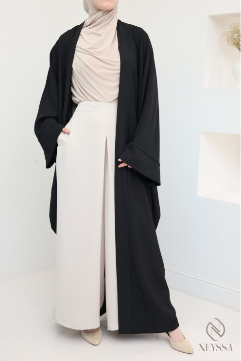 Palazzo tissu effet lin brillant, coupe ample élastique, ultra élégant