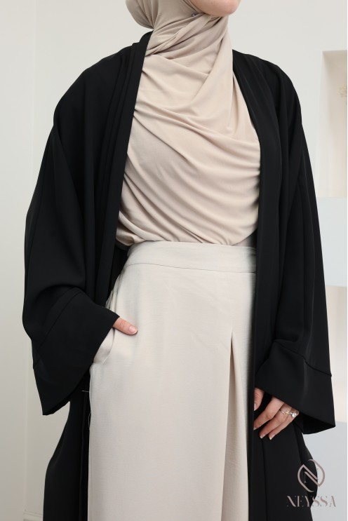 Palazzo shiny linen-effect fabric, loose elastic cut, ultra-elegant