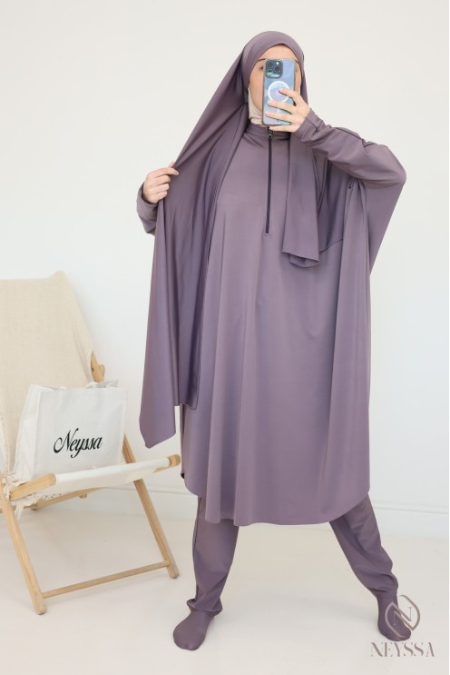 Dezent geschnittener langer Schwimm-Burkini für verschleierte Frauen