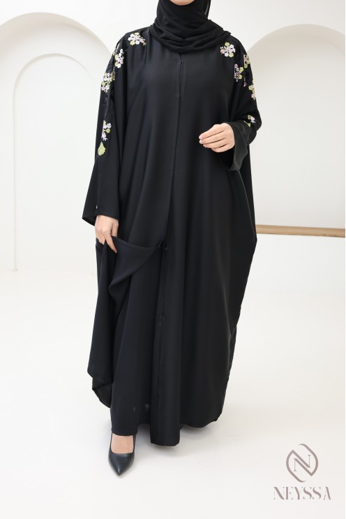 Abaya kimono Dubaï avec broderie pour femme hijabi tenue Aïd