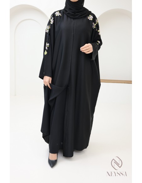 Abaya kimono Dubai with embroidery for women hijabi Eid outfit