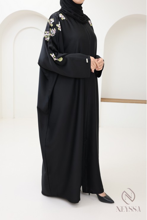 Abaya kimono Dubaï avec broderie pour femme hijabi tenue Aïd