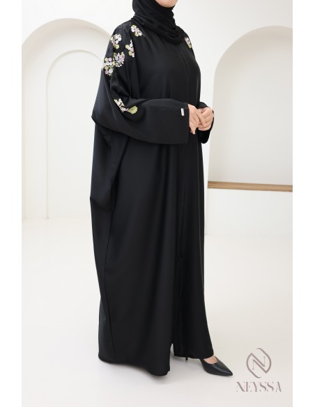 Abaya Kimono Dubai mit Stickerei für Frauen Hijabi Kleidung Eid