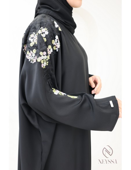 Abaya Kimono Dubai mit Stickerei für Frauen Hijabi Kleidung Eid