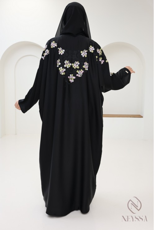 Abaya kimono Dubaï avec broderie pour femme hijabi tenue Aïd