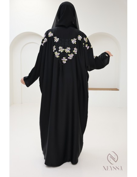 Abaya kimono Dubaï avec broderie pour femme hijabi tenue Aïd