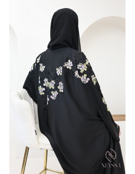 Abaya kimono Dubaï avec broderie pour femme hijabi tenue Aïd
