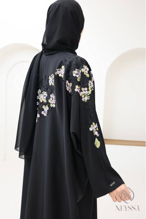 Abaya kimono Dubaï avec broderie pour femme hijabi tenue Aïd