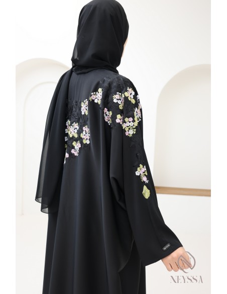 Abaya kimono Dubaï avec broderie pour femme hijabi tenue Aïd