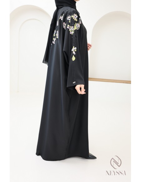 Abaya kimono Dubaï avec broderie pour femme hijabi tenue Aïd