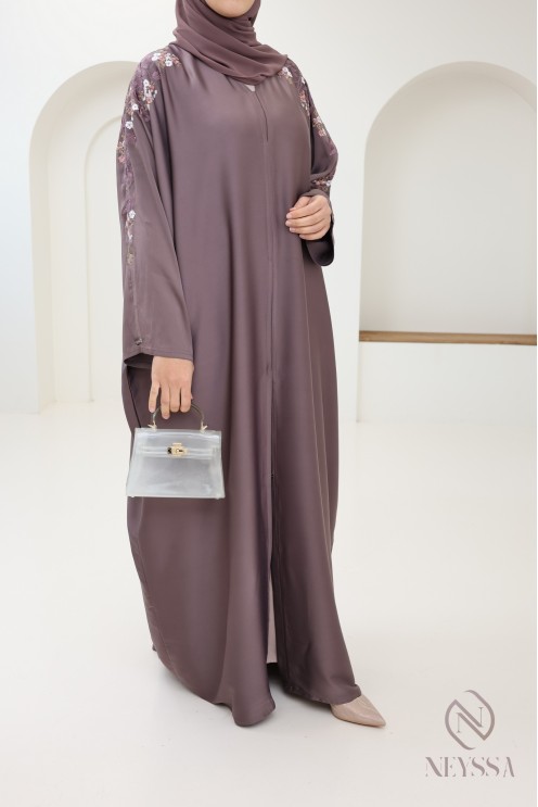 Abaya kimono Dubaï vieux rose tendance pour femme hijabi