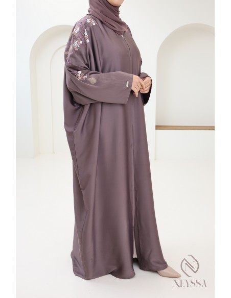 Abaya kimono Dubaï vieux rose tendance pour femme hijabi