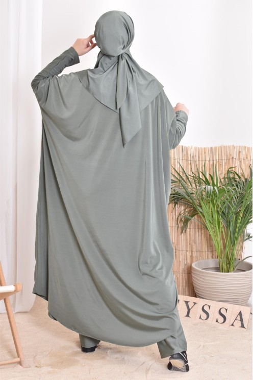 Jilbab de bain avec khimar, robe et pantalon de bain intégré