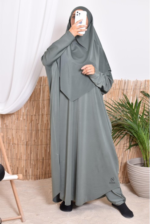 Jilbab de bain avec khimar, robe et pantalon de bain intégré