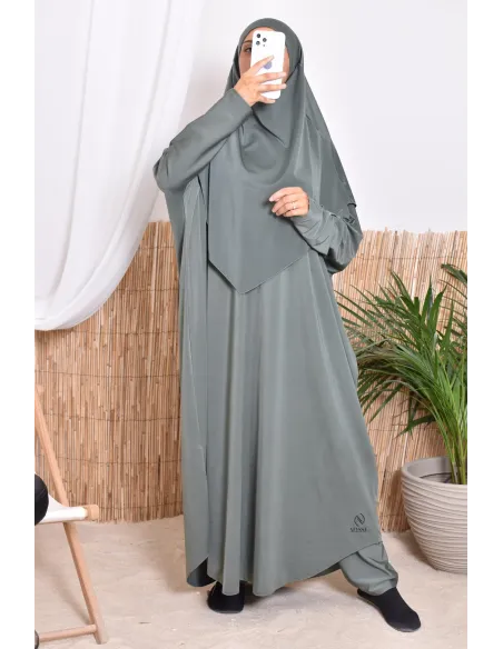 Jilbab de bain avec khimar, robe et pantalon de bain intégré