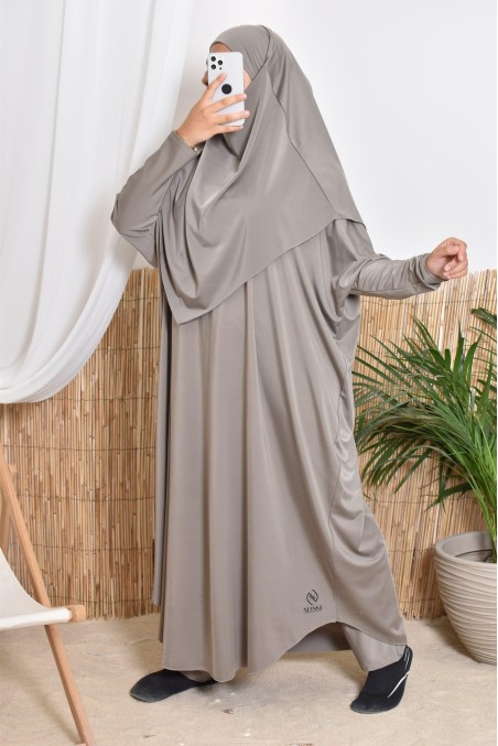 Jilbeb de bain Neyssa, tunique longue, palazzo et khimar de bain