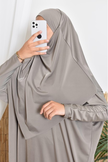 Bademantel-Jilbeb verschleierte Damen, lange Tunika und Bade-Khimar