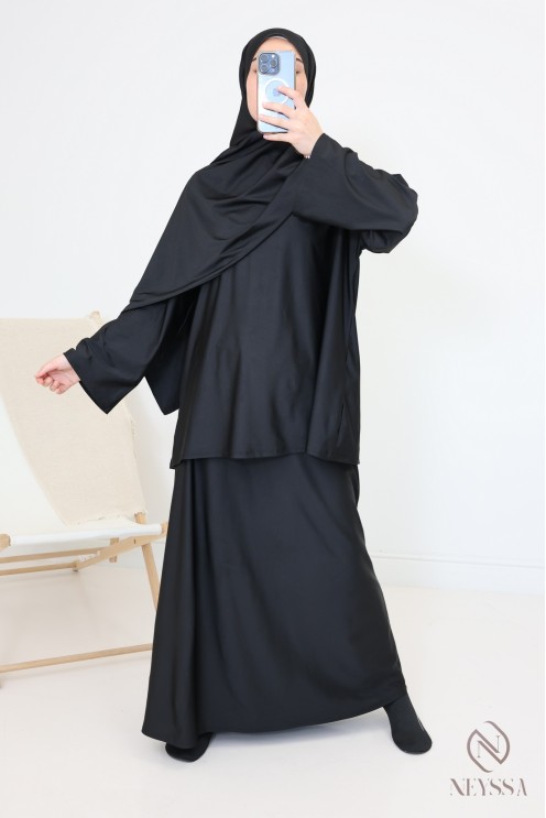 Burkini-Rock für Damen mit integriertem Hijab, schlicht und modern