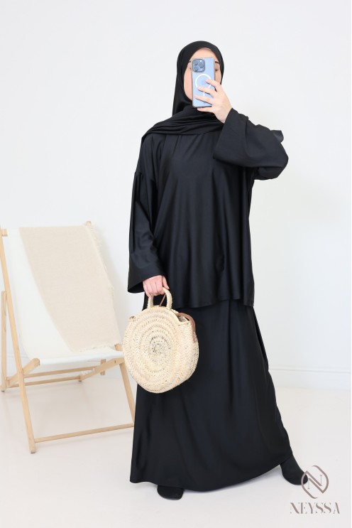 Burkini-Rock für Damen mit integriertem Hijab, schlicht und modern