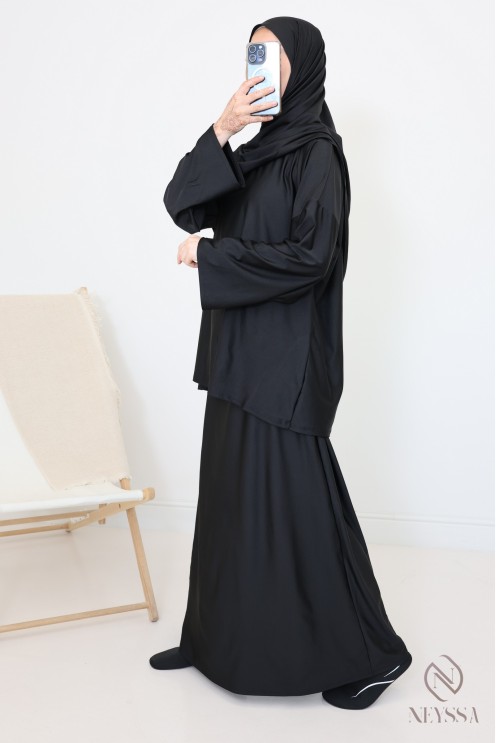 Burkini jupe femme avec hijab intégré, modeste et moderne