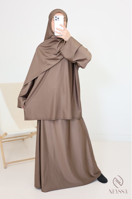 Burkini-Rock für Damen mit integriertem Hijab, schlicht und modern