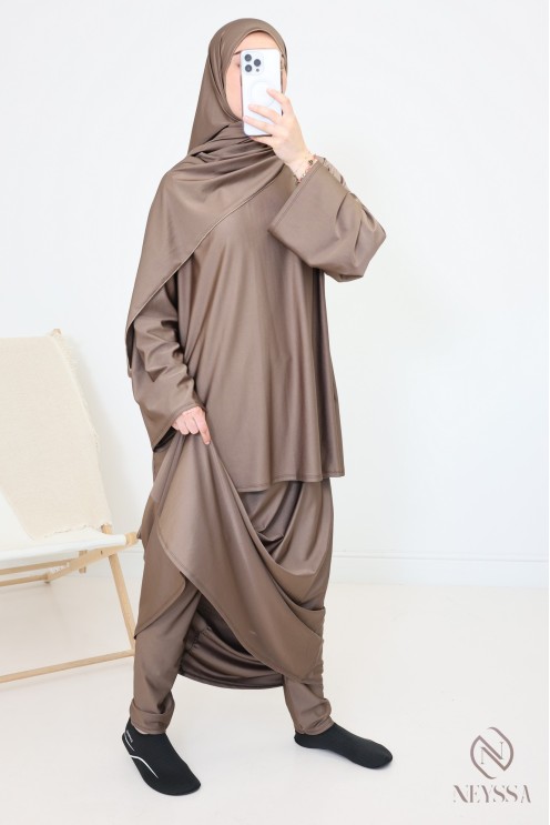 Burkini-Rock für Damen mit integriertem Hijab, schlicht und modern