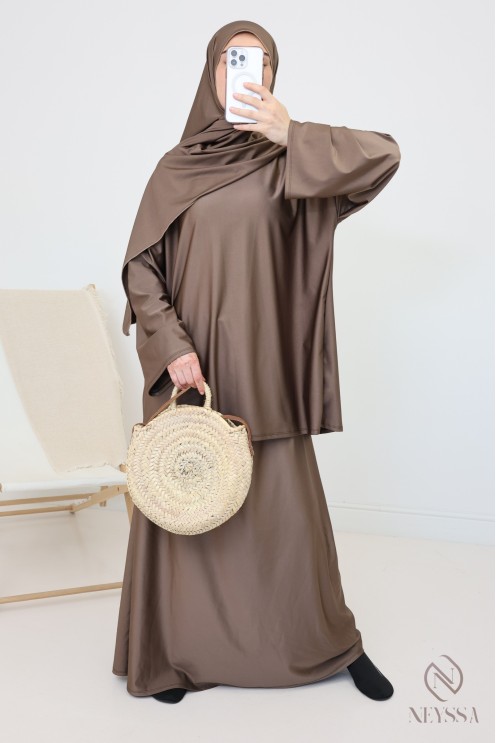 Women's skirt burkini with integrated hijab, modest and modern