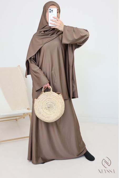 Women's skirt burkini with integrated hijab, modest and modern