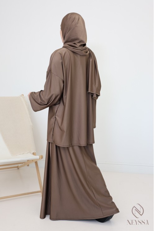 Burkini jupe femme avec hijab intégré, modeste et moderne