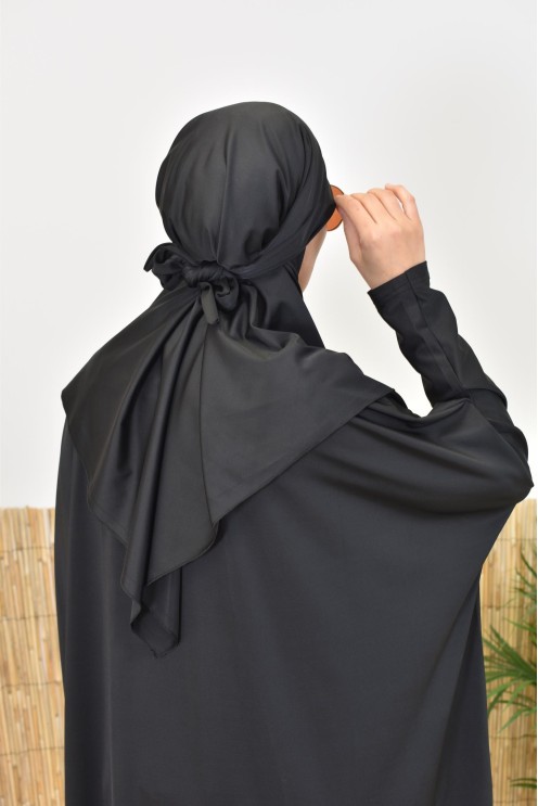 Khimar Bademantel schwarz für Burkini Frau