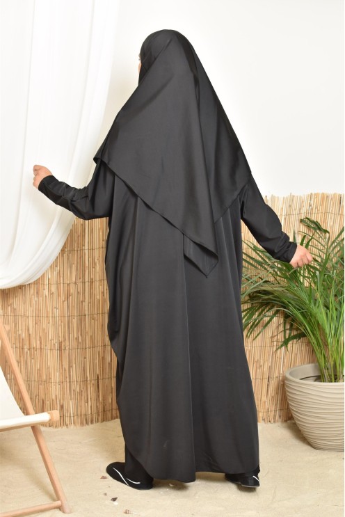 Khimar Bademantel schwarz für Burkini Frau