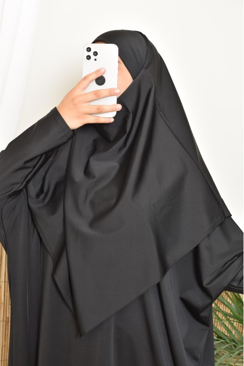 Khimar Bademantel schwarz für Burkini Frau