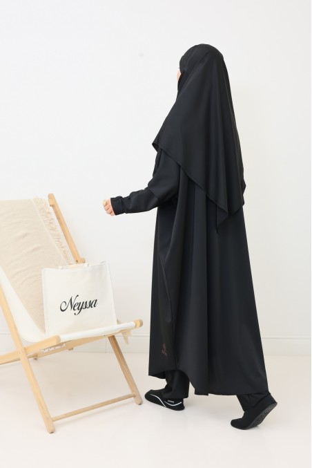 Khimar Bademantel schwarz für Burkini Frau