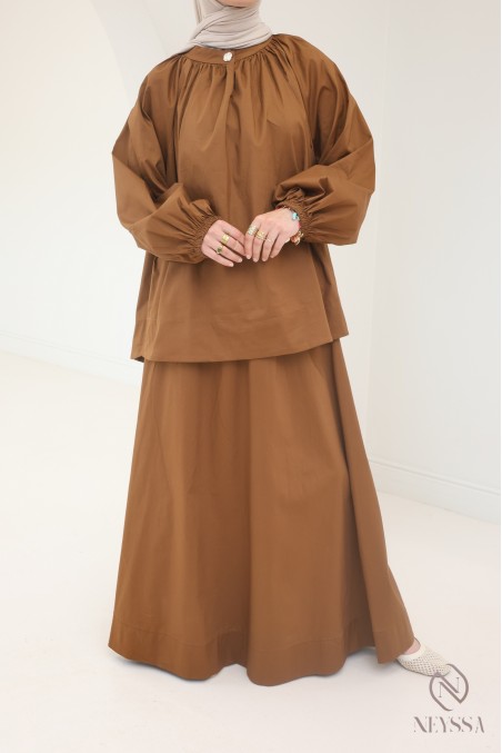 Neyssa Cotton 2-Piece Set Long Skirt + Hijabi Blouse