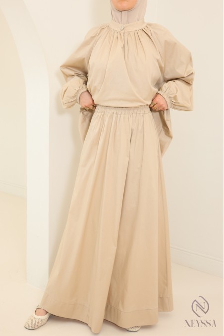 Neyssa Cotton 2-Piece Set Long Skirt + Hijabi Blouse