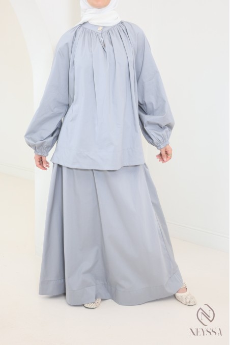 Neyssa Cotton 2-Piece Set Long Skirt + Hijabi Blouse