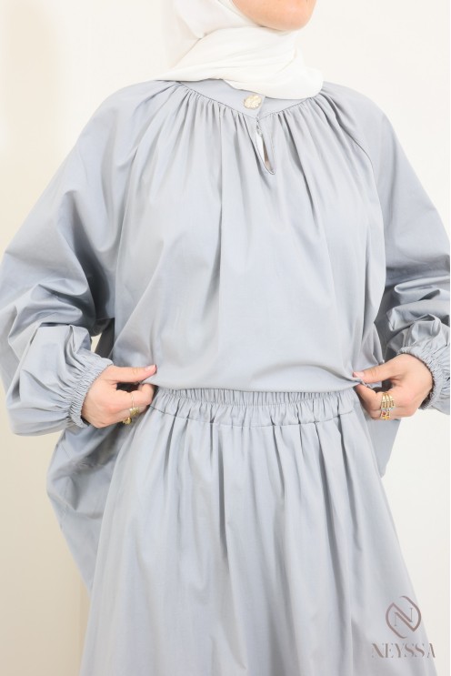 Neyssa Cotton 2-Piece Set Long Skirt + Hijabi Blouse