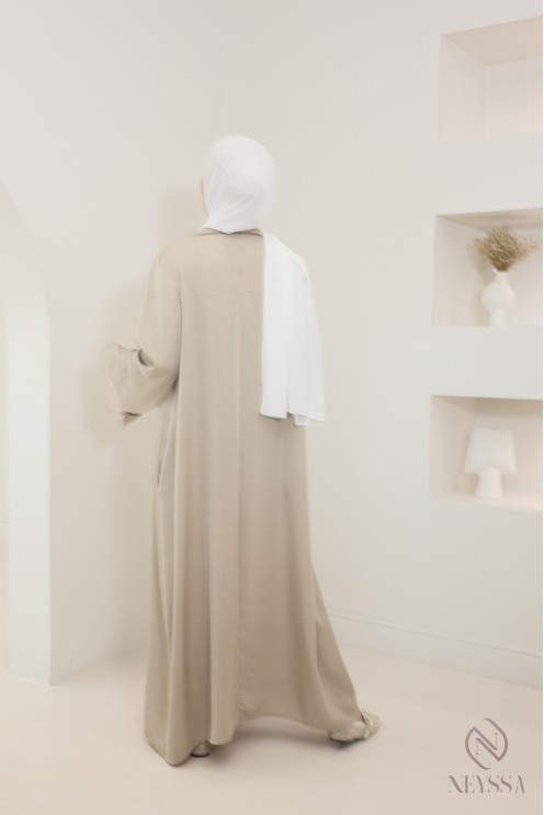 Lange, fließende Abaya für Hijabi-Frauen mit Hemdkragen und Taschen