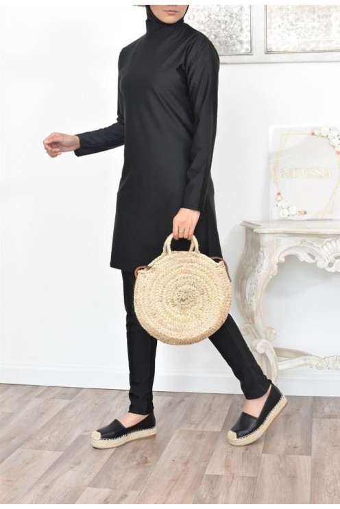 Burkini long coupe évasée modeste pour la femme voilée musulmane