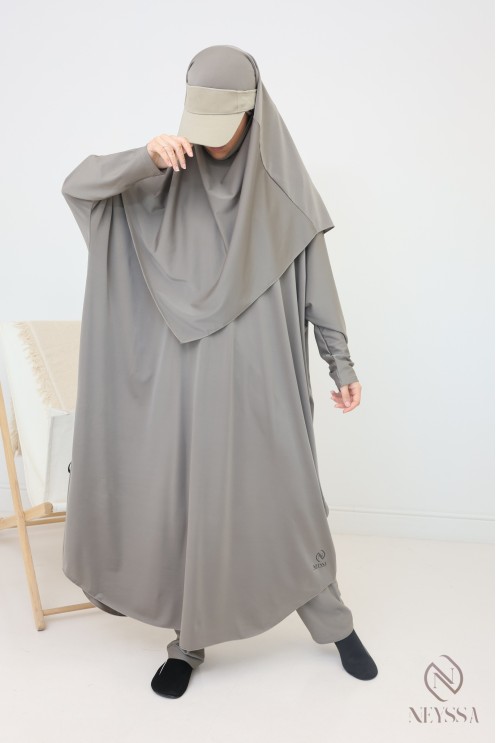 Jilbeb de bain Neyssa, tunique longue, palazzo et khimar de bain
