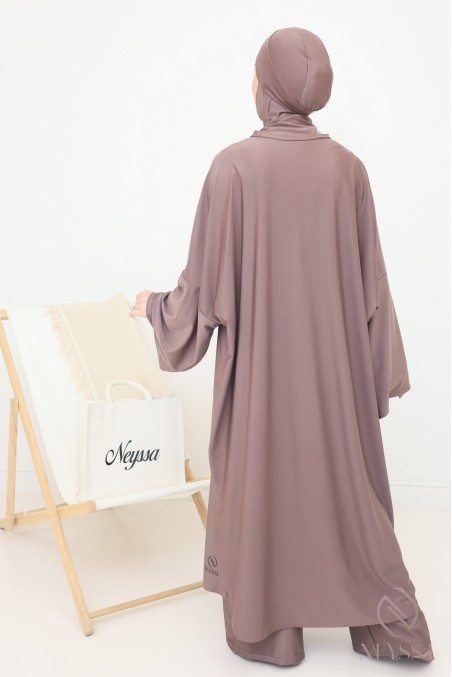 Burkini tendance femme pepper corn, cagoule intégrée