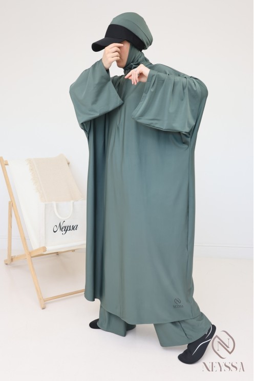 Women's Muslim swimsuit, 3 pieces, water-repellent fabric