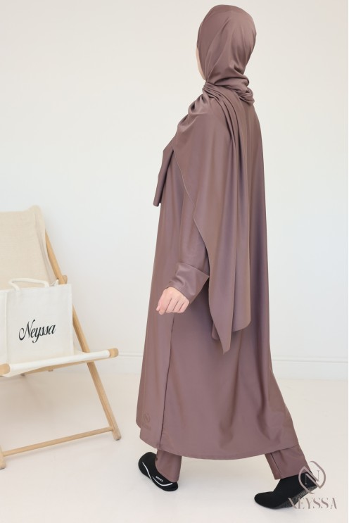 Tie-on swim hijab for Muslim women's burkinis, water-repellent fabric