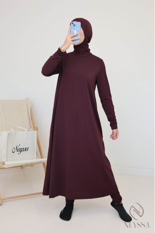 Burkini avec hijab long, pantalon et tunique inclus, opaque et résistant