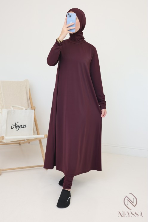 Burkini avec hijab long, pantalon et tunique inclus, opaque et résistant