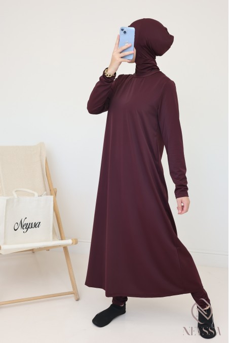 Burkini mit langem Hijab, inklusive Hose und Tunika, undurchsichtig und strapazierfähig
