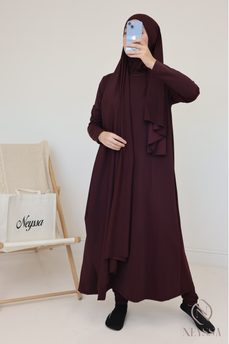Burkini avec hijab long, pantalon et tunique inclus, opaque et résistant