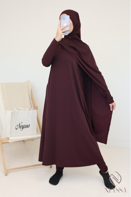 Burkini mit langem Hijab, inklusive Hose und Tunika, undurchsichtig und strapazierfähig